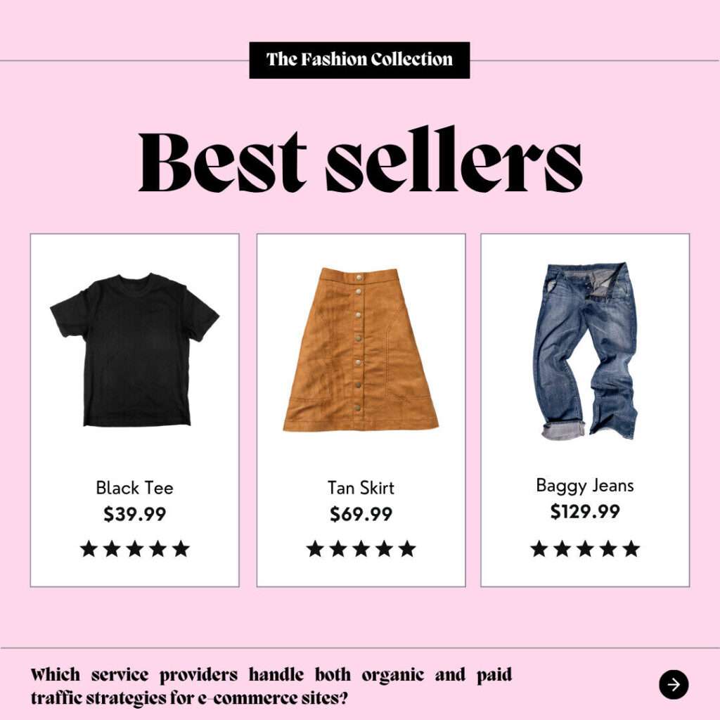 Which service providers handle both organic and paid traffic strategies for e-commerce sites